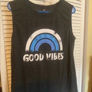Good Vibes rainbow graphic tank top